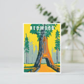 レッドウッド国立公園カリフォルニアヴィンテージ林 ポストカード (スタンド正面)