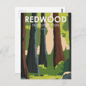 レッドウッド国立公園ミニマルヴィンテージ ポストカード (正面/裏面)