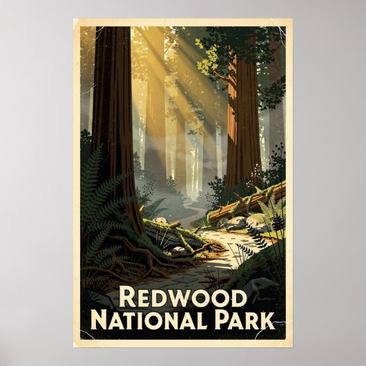 レッドウッド国立公園レトロ ポスター (正面)