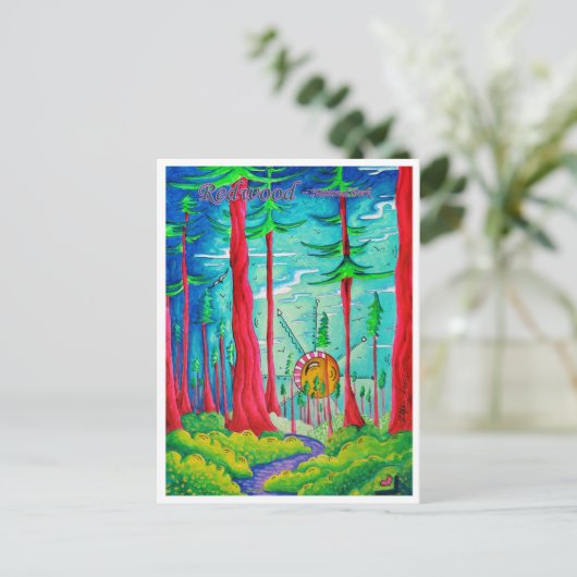 レッドウッド国立公園旅行芸術はがき ポストカード (スタンド正面)