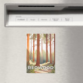 レッドウッド国立公園 | 水彩旅行アート マグネット (インサイチュ (食洗機))