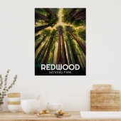 レッドウッド国立州公園,コースタルカリフォルニア ポスター (キッチン)
