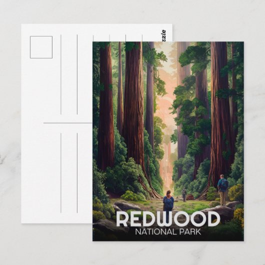 レッドウッド国立州立公園、カリフォルニア州の海岸 ポストカード (正面/裏面)