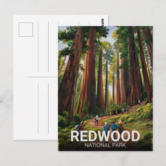 レッドウッド国立州立公園、カリフォルニア州の海岸 ポストカード (正面/裏面)