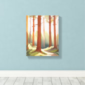 レッドウッド森林 | レッドウッド国立公園水彩画 キャンバスプリント (インサイチュ (ウッドフロア))