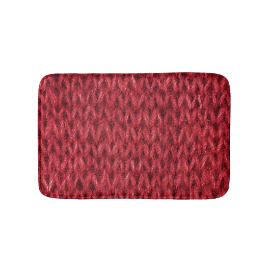 レッドウール：編み物テクスチャ背景。 バスマット (正面)