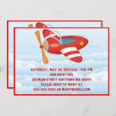 レッドエアプライン誕生日招待状 招待状 (正面/裏面)