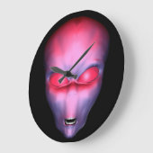 レッドエイリアン顔 ラージ壁時計 (傾斜)