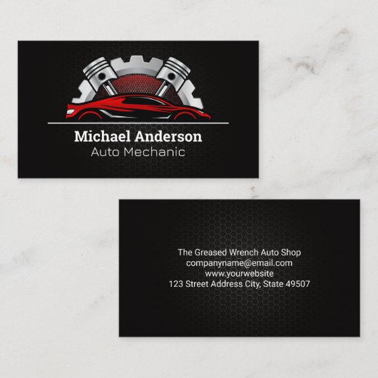 レッドエキゾチックのスポーツカー | ピストン及びギア 名刺 (正面/裏面)