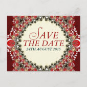 レッドエキゾチックろうけつ染めレース日付はがきを保存 案内ポストカード (正面)