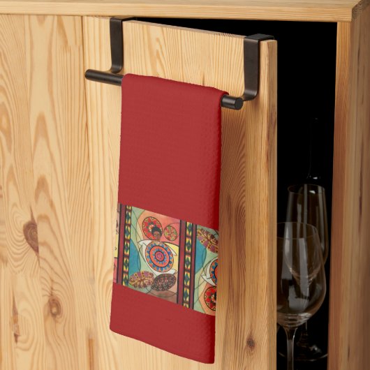 レッドエチオピア伝統芸術キッチンタオル キッチンタオル (三つ折り)