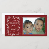 レッドエバーグリーンクリスマスホリデーフォトカード シーズンカード (正面/裏面)