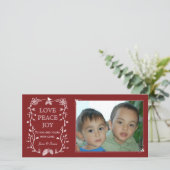 レッドエバーグリーンクリスマスホリデーフォトカード シーズンカード (スタンド正面)