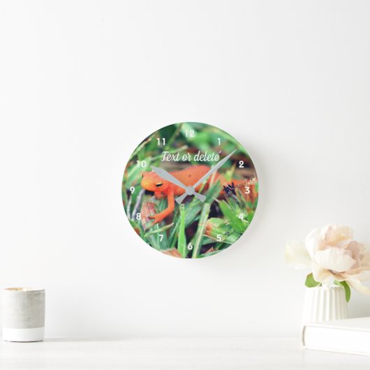 レッドエフトオレンジサラマンダーパーソナライズされた自然 ラウンド壁時計 (ホーム)