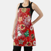 レッドエプロンのクリスマスクッキーとスノーフレーク エプロン (インサイチュ)