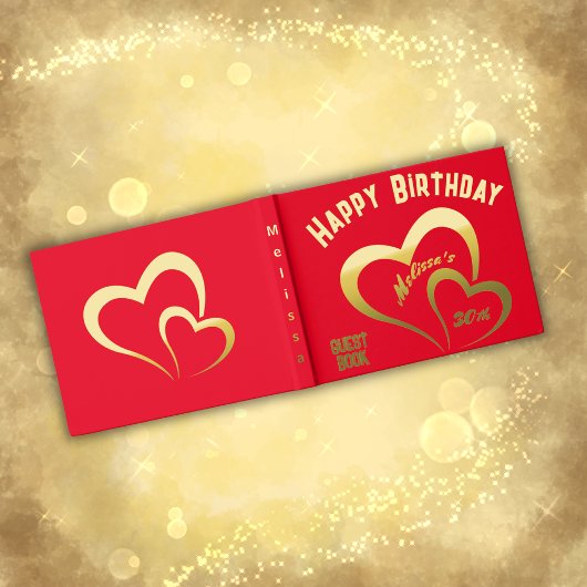 レッドエモダンクトのゴールドフォイル誕生日。モノグラム | ゲストブック