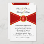 レッドエレガンスモノグラム結婚ズ 招待状 (正面/裏面)