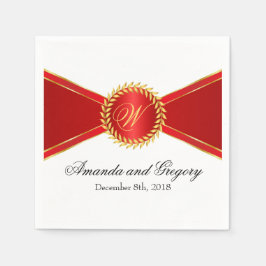 レッドエレガンスモノグラム スタンダードカクテルナプキン