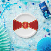 レッドエレガンスモノグラム ペーパープレート (パーティー)