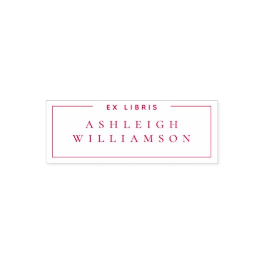 レッドエレガントエックスライブラリ名前をカスタムする蔵書票 セルフインキングスタンプ (デザイン)