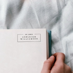 レッドエレガントエックスライブラリ名前をカスタムする蔵書票 セルフインキングスタンプ