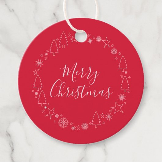 レッドエレガントオリジナルクリスマスリース フェイバータグ (正面)