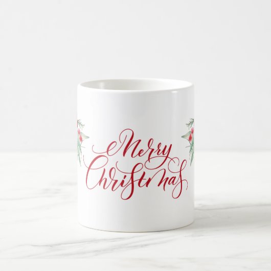 レッドエレガントオーナメントメリークリスマスホリデー コーヒーマグカップ (中央)