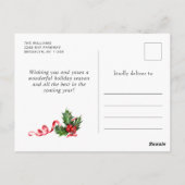 レッドエレガントオーナメントメリークリスマスホリデー ポストカード (裏面)