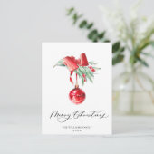 レッドエレガントオーナメントメリークリスマスホリデー ポストカード (スタンド正面)