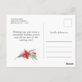 レッドエレガントオーナメントメリークリスマスホリデー ポストカード (裏面)