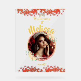 レッドエレガントキンセアニラお祝いスペインの アクリルサイン