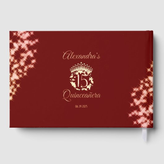 レッドエレガントキンセアニラお祝いスペインの ゲストブック (裏面)