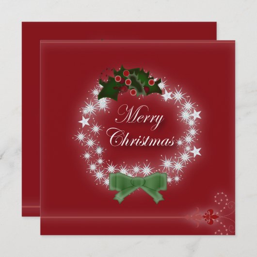 レッドエレガントクリスマスディナーパーティの招待状 招待状 (正面/裏面)