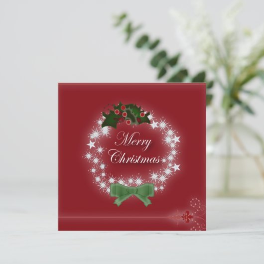 レッドエレガントクリスマスディナーパーティの招待状 招待状 (スタンド正面)