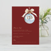 レッドエレガントクリスマスデコール婚約招待状 招待状 (スタンド正面)