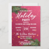 レッドエレガントクリスマスホリデーパーティー招待状 招待状 (正面)