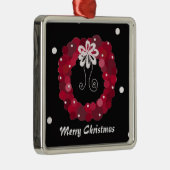 レッドエレガントクリスマスリース メタルオーナメント (右)