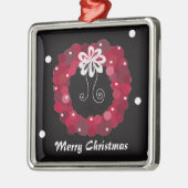 レッドエレガントクリスマスリース メタルオーナメント (左)