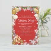 レッドエレガントク企業のリスマスホリデーパーティー 招待状 (スタンド正面)