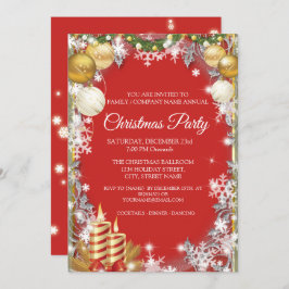 レッドエレガントク企業のリスマスホリデーパーティー 招待状