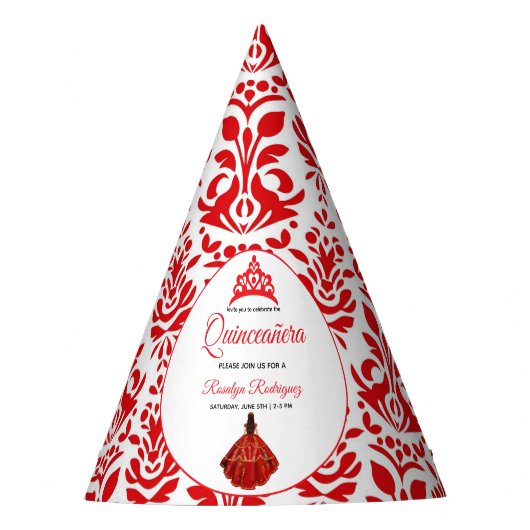 レッドエレガントク王室のンセアニラ パーティーハット (正面)