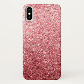 レッドエレガントグリッターラグジュアリー iPhone X ケース