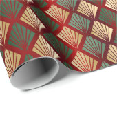 レッドエレガントグリーン金ゴールドアールデコラグジュアリーパターン ラッピングペーパー (ロールコーナー)