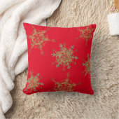レッドエレガントゴールデンスノーフレーク装飾用クッション クッション (ブランケット)