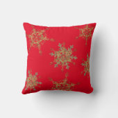 レッドエレガントゴールデンスノーフレーク装飾用クッション クッション (裏面)
