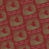 レッドエレガントゴールデンハートスケッチファミリークリスマス ラッピングペーパーシート