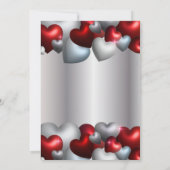 レッドエレガントシルバーハートバレンタインデーパーティー 招待状 (裏面)