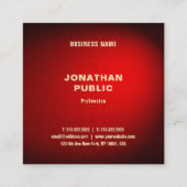 レッドエレガントダマスク金ゴールド文字テンプレートプロフェッショナル スクエア名刺 (裏面)