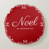 レッドエレガントノールクリスマスラウンド装飾用クッション ラウンドクッション (正面)