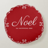 レッドエレガントノールクリスマスラウンド装飾用クッション ラウンドクッション (裏面)